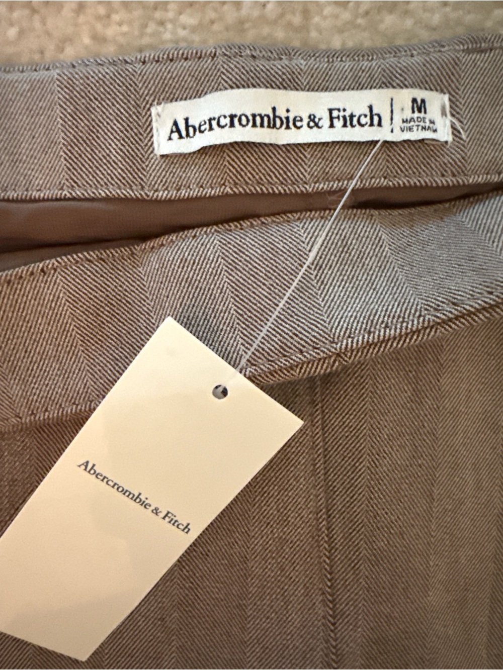 Abercrombie & Fitch Pleated Mini Skort Brown Taupe Herringbone Size M - Picture 7 of 7